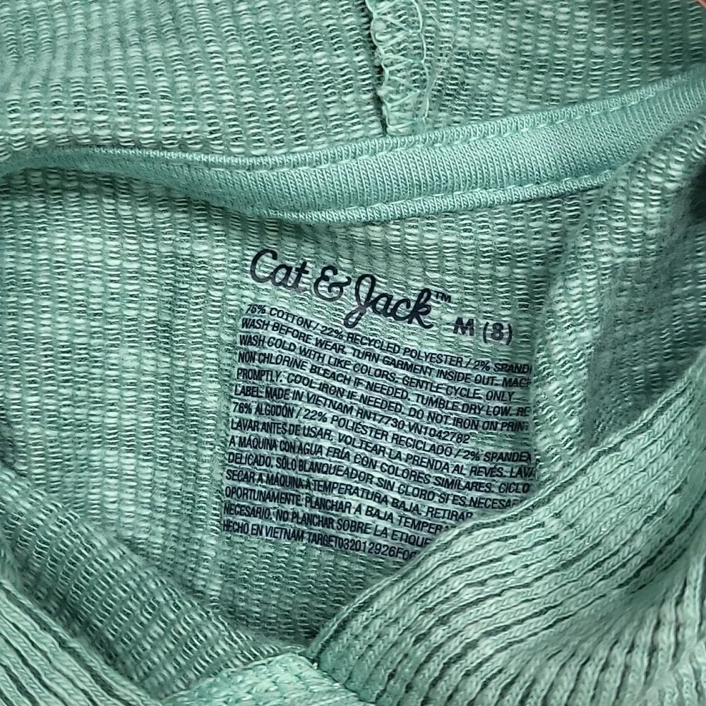 Kids Girls Long Sleeves Lightweight Pullover Hoodie Medium Size Ocean Green